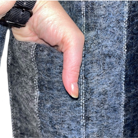 Anna Sui Blue Gray Wool Stripe Shift Dress Small Mod Vintage Archival Colorblock - Picture 6 of 12